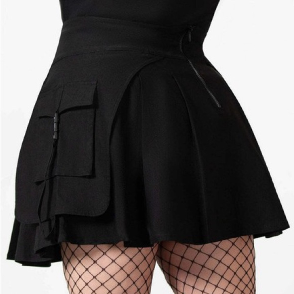 Killstar Vanya Pleated Black Mini Skirt 3xl